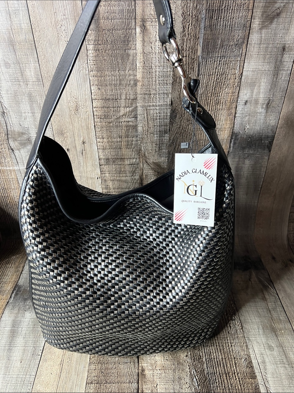 Coach Park Avery Woven Black Woven Shoulder Hobo Bag - Picture 2 of 10